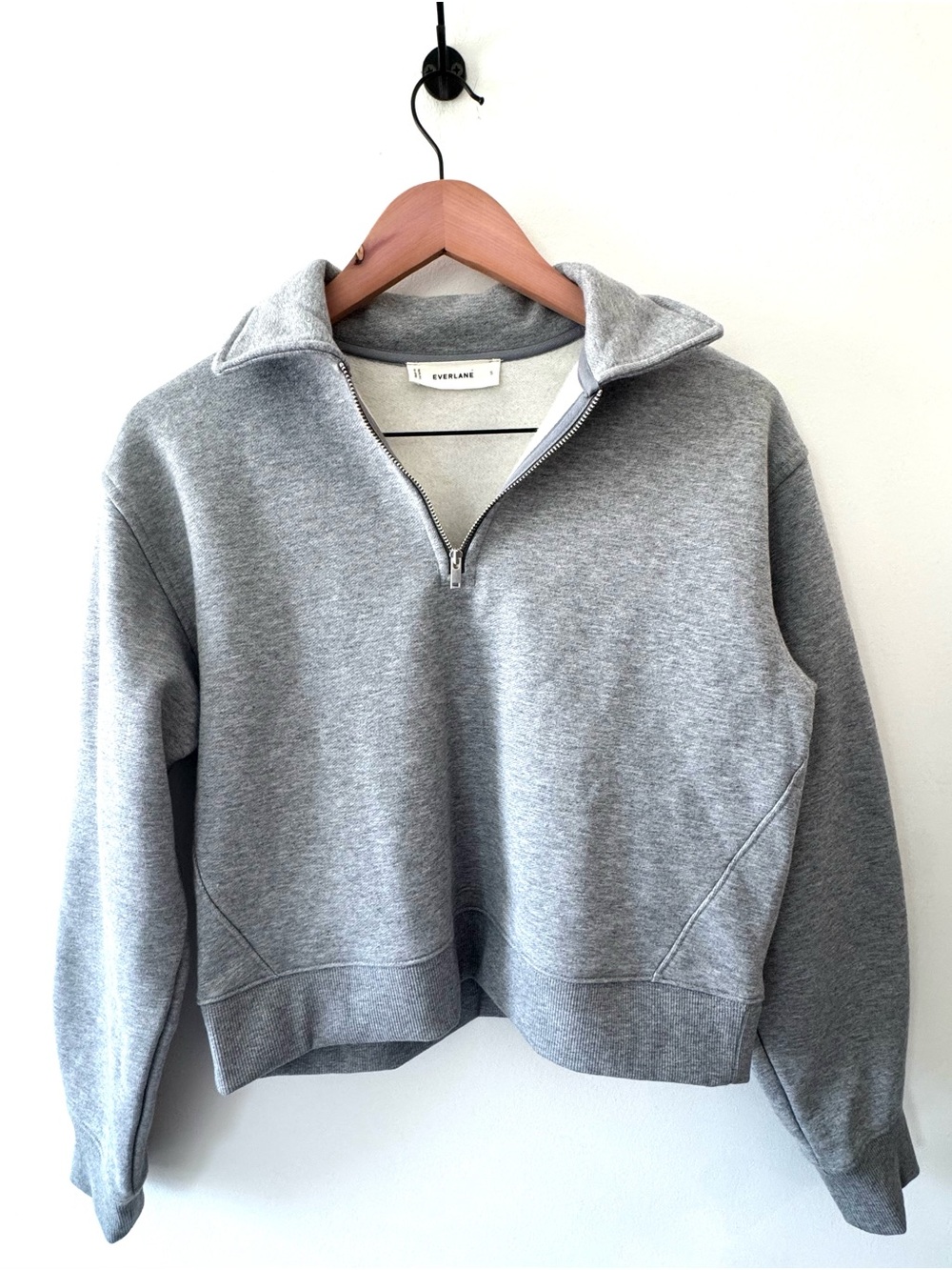 Everlane ReTrack Fleece Half-Zip Pullover Sweatshirt - Grey, Size S